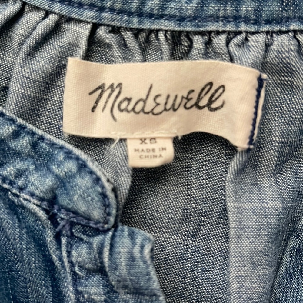 MADEWELL Denim Tie-Sleeve Button down Shirt size XS Soft Denim 100% Cotton - Picture 7 of 16